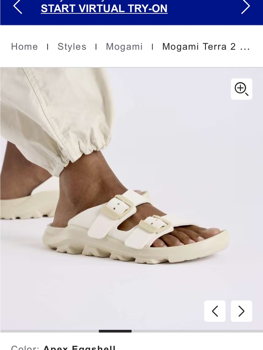 NEW Birkenstock Mogami Terra 2 Strap Slide Sandals Apex Eggshell 38 (7.5)
